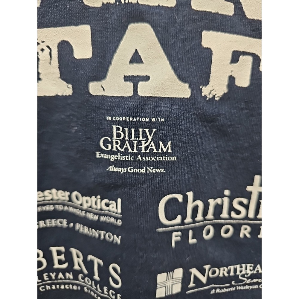 Rare Blue Vtg Billy Graham Evangelist Rock the Lakes Event Staff T Shirt Sz 2xl - Picture 11 of 12